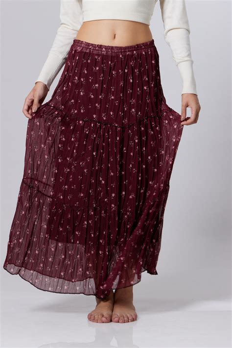 Evy Maxi Skirt Floral Burgundy Fashiondeclare