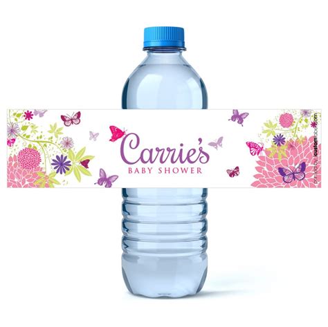 Butterfly Baby Shower Water Bottle Labels Girl Baby Shower Etsy