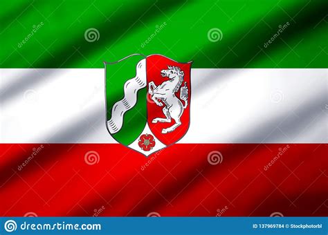 North Rhine-westphalia Germany Realistic Flag Illustration. Stock Illustration - Illustration of ...