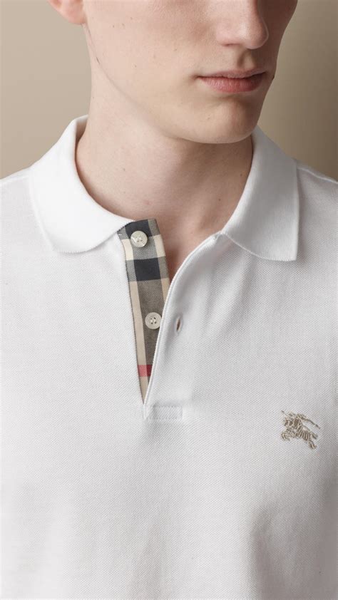 Lyst Burberry Long Sleeve Polo Shirt In White For Men