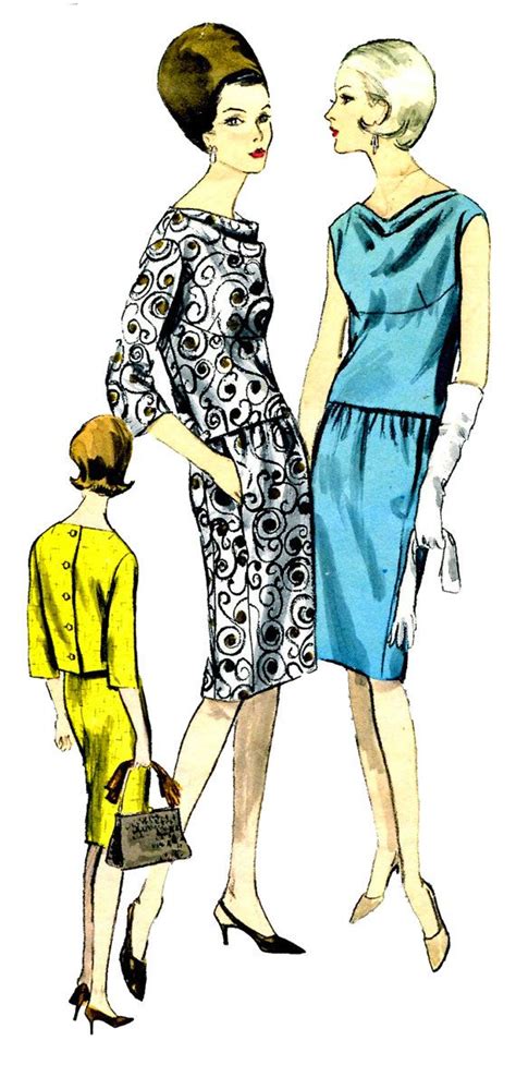 Vogue 6105 1960s 2 Piece Dress Sewing Pattern Cowl Neck Slim Etsy