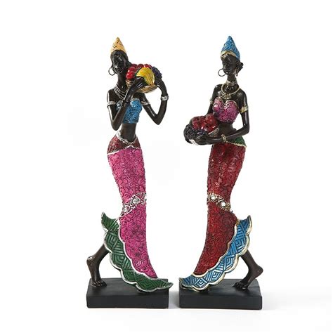 African Women Resin Statue Candlestick Home Decor Statues Decoration