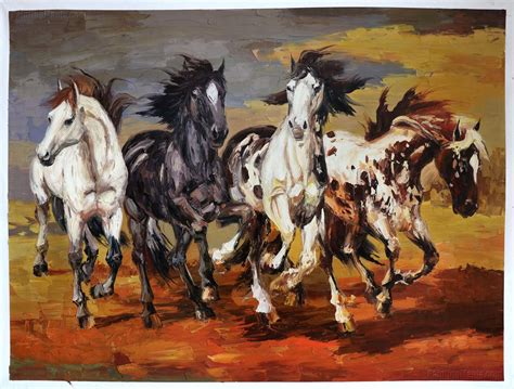 Four Horses High Quality Hand Painted Palette Knife Oil Etsy