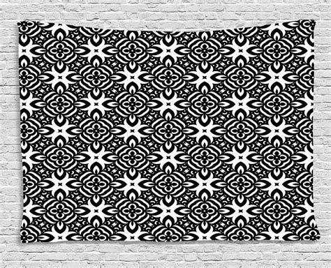 Black And White Tapestry Abstract Checkered Pattern Design With