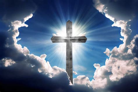 Holy Christian Cross In The Sky Or Heaven Genarative Ai Stock