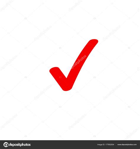 Tick icon vector symbol, marker red checkmark isolated on white ...