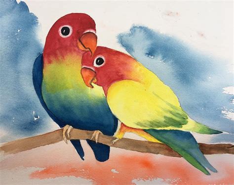 Aww Love Birds Painting By Anna Lohse Pixels