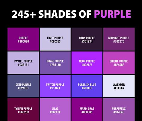 The Ultimate List Of 245 Shades Of Purple Color With Names Hex Rgb