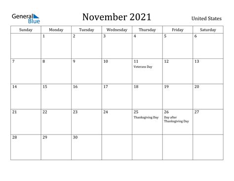 November 2021 Calendar With Holidays 2022 Printable Calendars