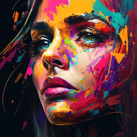 Colorful Woman Portrait Wall Art Print Abstract Girl Poster Home Decor