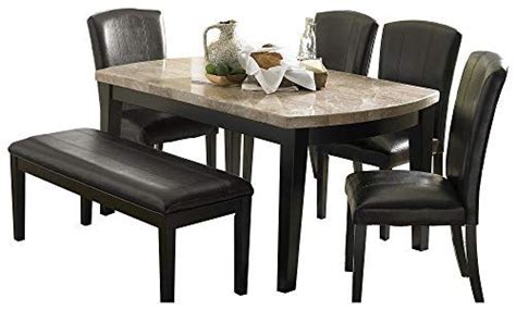 It's a very durable but also a pretty table that will last for many easy to clean, just wipe and go! Cybart Casual 6PC Dining Set Marble Table, 4 Chair, Bench ...