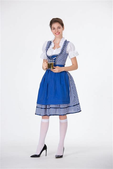blue women s oktoberfest costume bavarian beer girl drindl tavern maid dress oktoberfest
