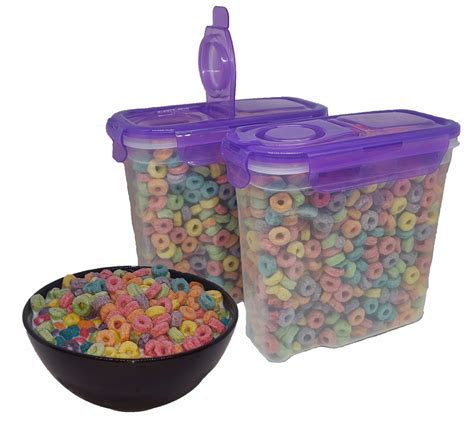 Dry Food Storage Containers With Clip Lock Purple Lid 50 Oz Sure Fresh
