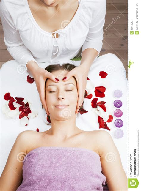 Stock Photo Attractive Lady Getting Spa Treatment In Salon Massage