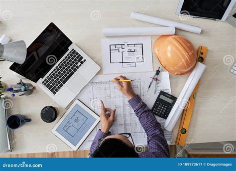 Civil Engineer At Work Stock Image Image Of Table Building 109973617