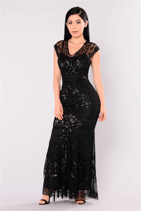 Starlette Sequin Maxi Dress Black Fashion Nova Luxe Fashion Nova