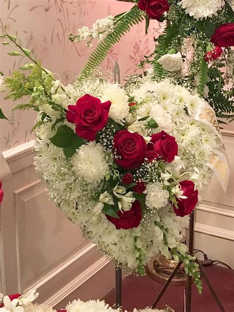 Red And White Funeral Flowers Floral Heart Tribute By Petals Warwick In