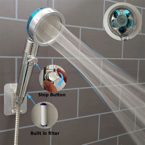 Propeller Shower Head High Pressure Water Saving Sprayer Flow 360 Degrees Rotating With Fan