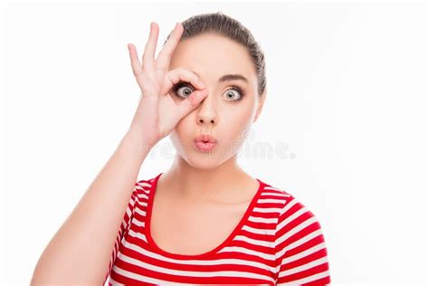 Close Up Photo Of Comic Young Girl With Funny Face Stock Image Image