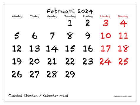 Kalender Februari 2024 46 Michel Zbinden Sv