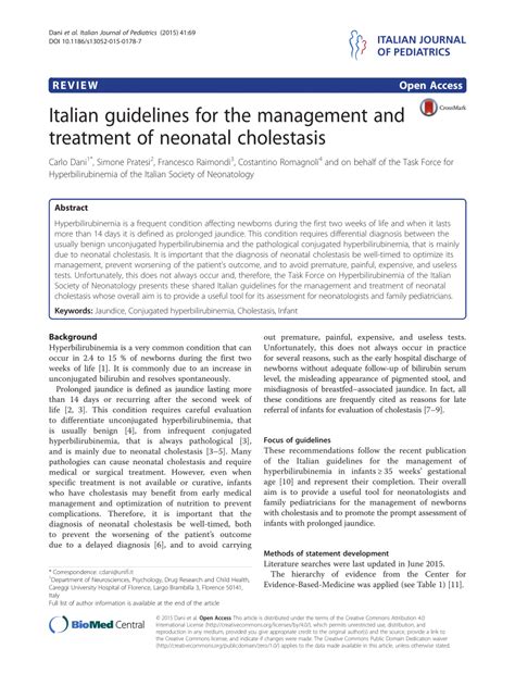 Pdf Italian Guidelines For The Management And Treatment Of Neonatal