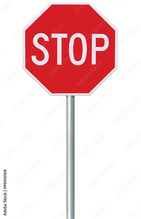 red stop sign isolated traffic regulatory warning signage octagon white octagonal frame