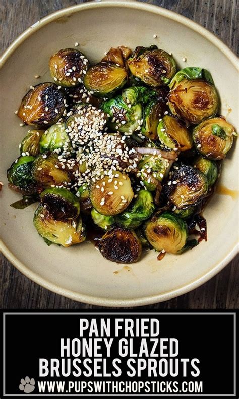 A splatter guard is helpful when frying the sprouts. Honey Glazed Pan Fried Brussels Sprouts - Pups with Chopsticks