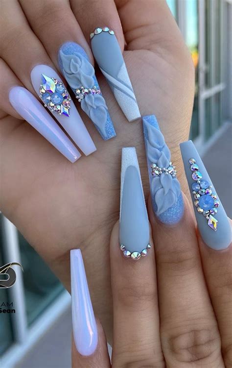 Bling Acrylic Coffin Nails Design With Rhenistones Charming And Pretty Mycozylive Com