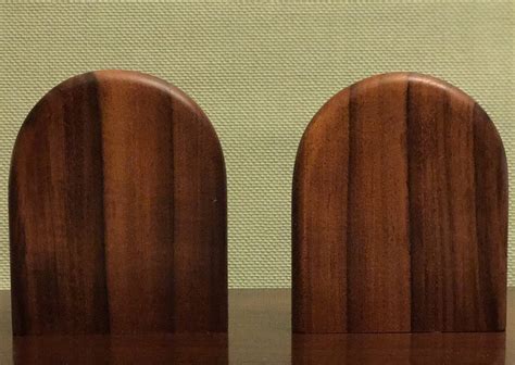 Danish Modern Wooden Bookends Hand Crafted Bookends Wood And Steel