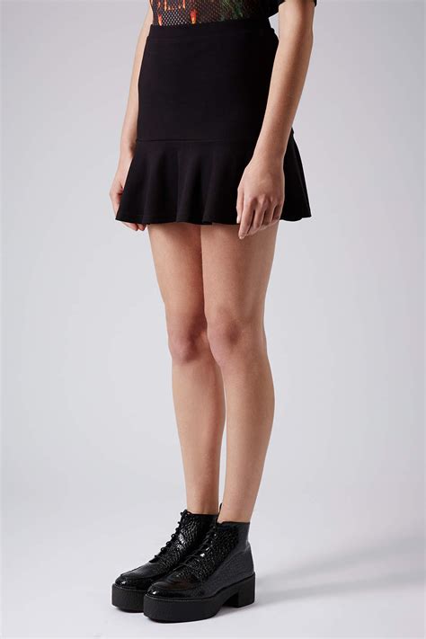 Topshop Black Drop Hem Mini Skirt In Black Lyst