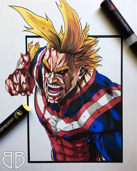 All Might 💪🏻 First Drawing Using Chameleonartproducts Pens And I