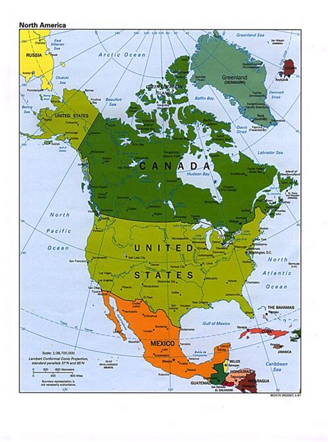 Large Political Map Of North America North America Large Political Map