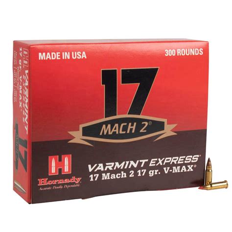 Hornady Varmint Express 17 Mach 2 17gr V Max Rimfire Ammo 300 Rounds