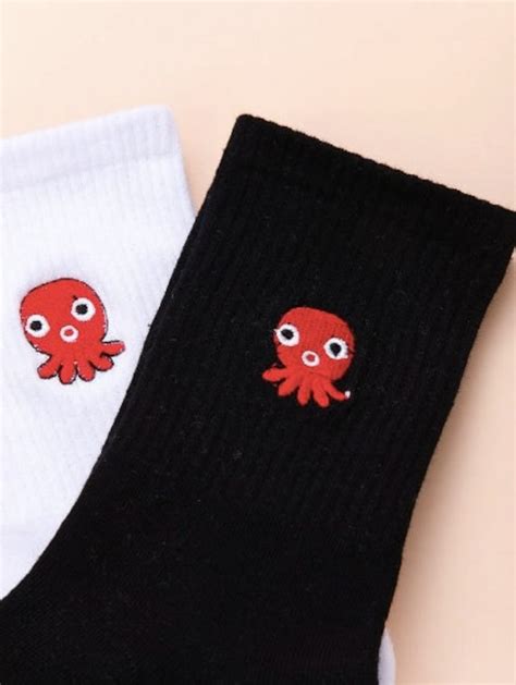 Embroidered Octopus Socks Octopus Socks Octopus T Etsy