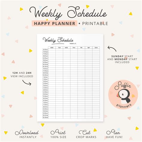 Happy Planner Hourly Inserts Hourly Schedule Hourly Planner Etsy