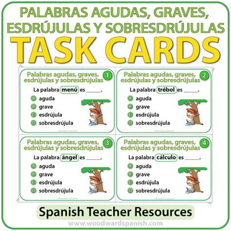 Maybe you would like to learn more about one of these? Spanish Task Cards - Palabras Agudas, Graves, Esdrújulas y ...
