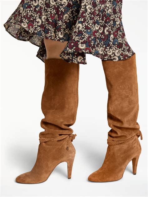 And Or Sancia Knee High Slouch Boots Tan Suede