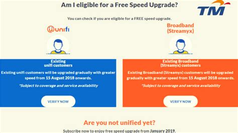 You are using an out of date browser. Cara semak kelayakan free speed upgrade TM unifi streamyx ...