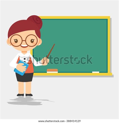 Female Teacher Character Front Blackboard Stock Vector Royalty Free