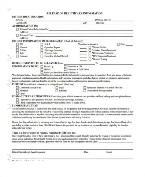 Free 10 Hospital Release Forms In Pdf Ms Word