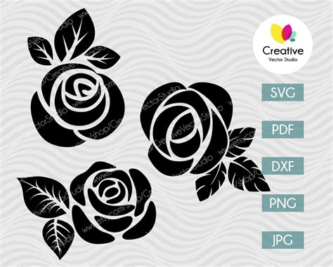Rose Flower svg, Rose svg, Flower svg, Rose Cut Files, Rose Clip Art, Rose Silhouette, Floral 