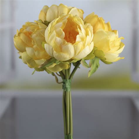 Yellow Artificial Peony Bouquet Bushes Bouquets Floral Supplies