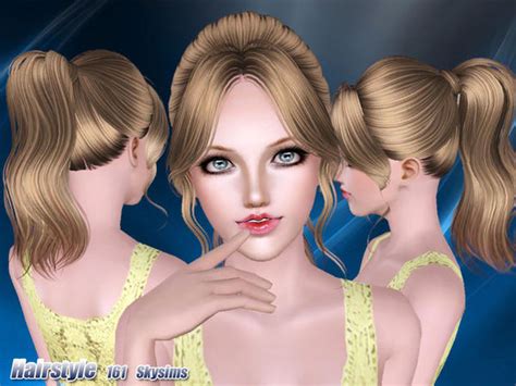 Classic Ponytail With Huge Bangs Hairstyle 161 By Skysims Sims 3 Hairs