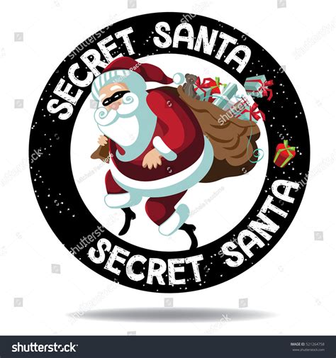 Cartoon Secret Santa Stamp Icon Santa Stock Illustration