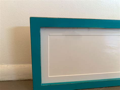 7x17 Panoramic Picture Frame In 1x1 Flat Style With Vintage Turquoise