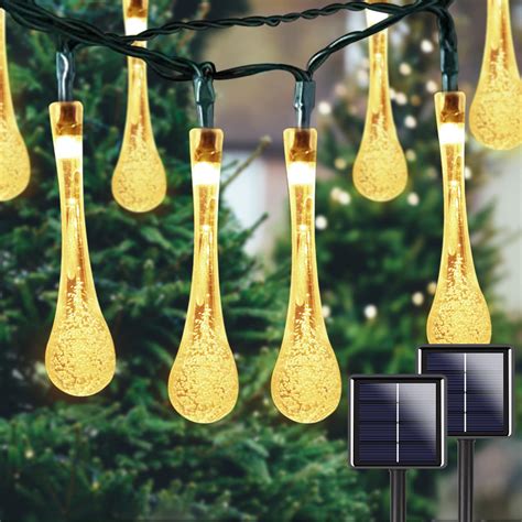 Buy 2 Pack 100 Led Solar Water Drop String Lights Total 32ft Water
