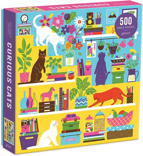 Curious Cats 500 Piece Puzzle From Galison Bright And Colorful
