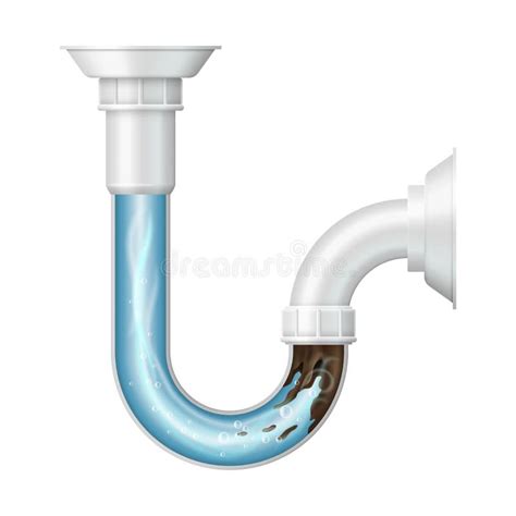 Clogged Drain Pipe In Water Bathroom Piping Realistic Clean Clogged