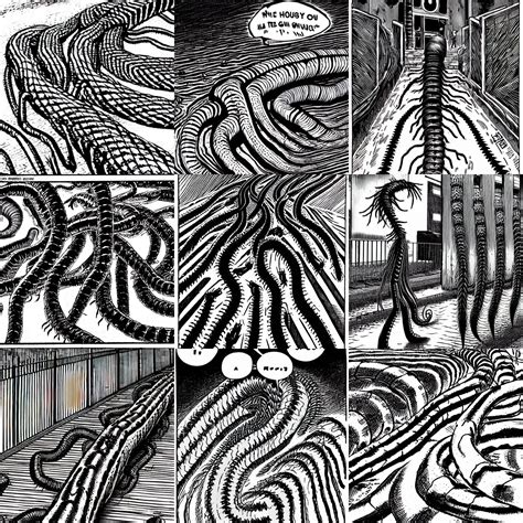 A Huge Centipede Walking On The Street By Junji Ito Stable Diffusion