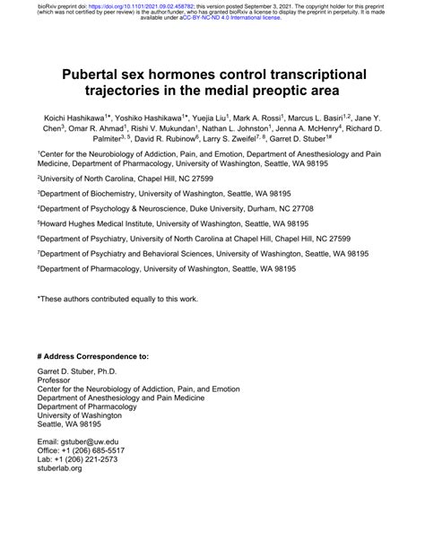 Pdf Pubertal Sex Hormones Control Transcriptional Trajectories In The